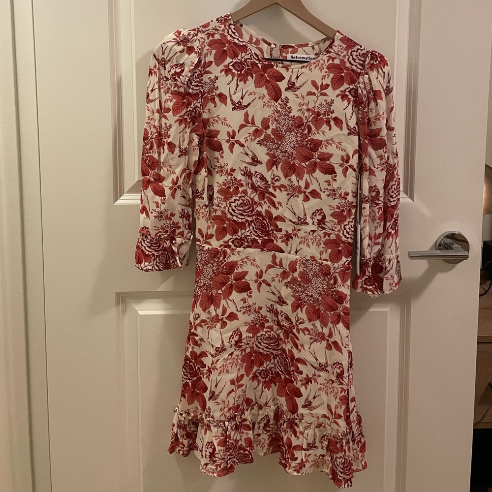 Reformation Red & White Dress Size 2 w tag